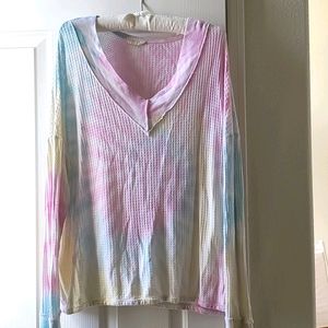 Tie dye waffle top